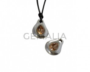 Swarovski and metal pendant 16x12mm. Silver-Golden Shadow. Inn.1.8mm
