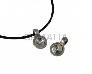 Swarovski and metal pendant 11,5x11,5mm. Silver-Crystal. Inn.3mm