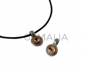 Swarovski and metal pendant 11,5x11,5mm. Silver-LPeach. Inn.3mm
