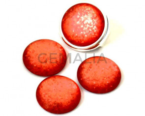 Resin. Cabochon. 20mm. Matt glittering coral. Best Quality.