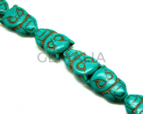 Turquoise. Dyed. Owl. 19x28x7mm. 15-Inch Strand
