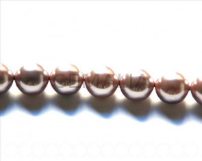 Shell pearl, 12mm round. Rose grey. Inn. 1mm. 16-inch strand.
