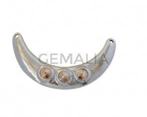 Zamak and SWAROVSKI necklace 3 rivoli. 125x70mm. Silver-Golden Shadow. Inn.4mm