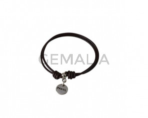 Paddle bracelet with 2mm leather and adjustable.Dark Brown.Best Qual.