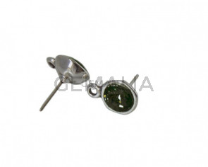 SWAROVSKI and Zamak earring with ring. Round 11mm. Silver-Black Diamond. Int.2mm