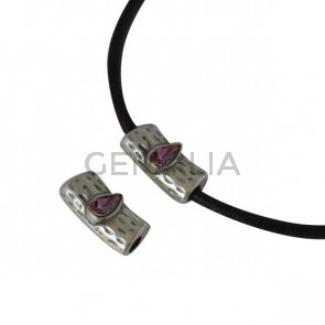 SWAROVSKI and metal slider 24x12x8,5mm. Silver-Antique Pink. Inn.4mm