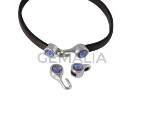 SWAROVSKI clasp with end cap. 2 pieces set 6x15mm-6x11mm. Silver-Burgundy Delite. Inn.5x2mm
