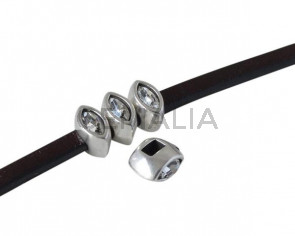 SWAROVSKI and metal slider navette 7.5x4mm. Silver-Crystal. Int.3x2mm